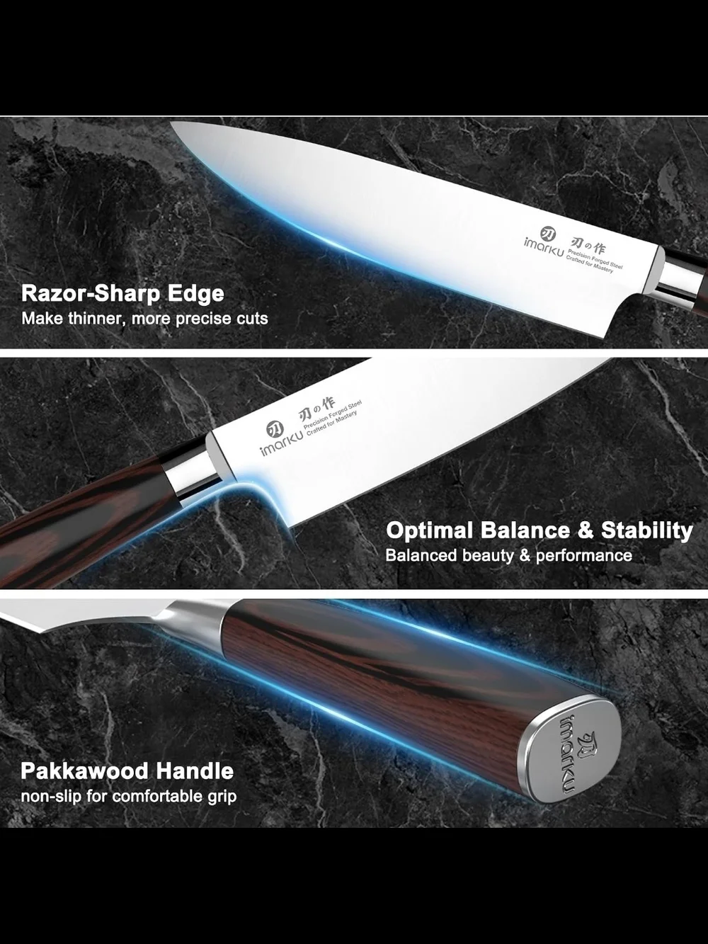 Knife Set, 18-Piece Japanese Santoku Stainless Steel Knife Set with Block, New